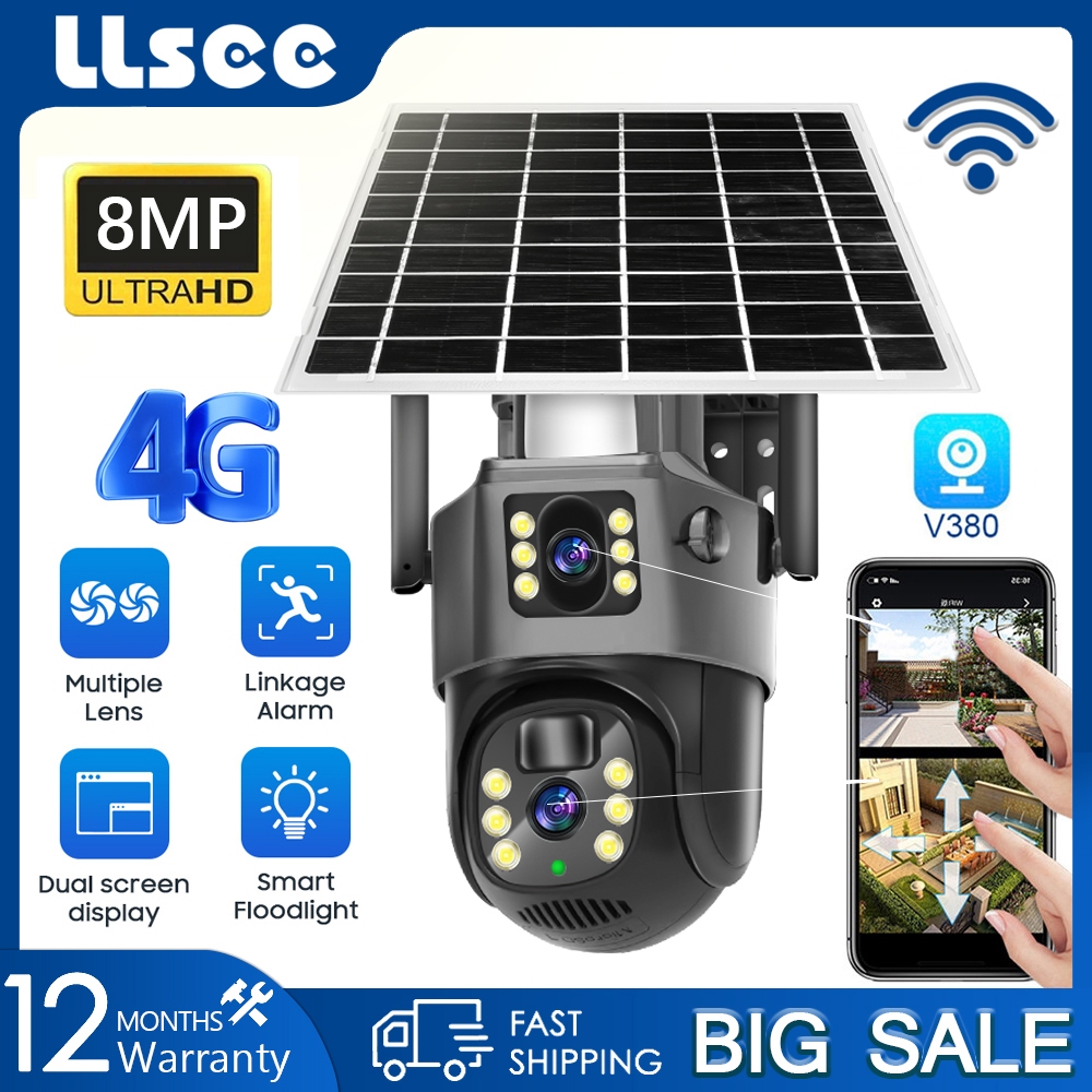 LLSEE V380 Pro 8MP 4G Solar CCTV Malaysia untuk kegunaan luar
