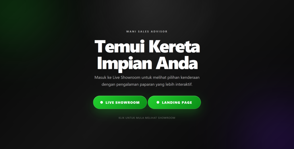 Website design Perodua untuk homepage sales advisor yang kemas dan mesra telefon